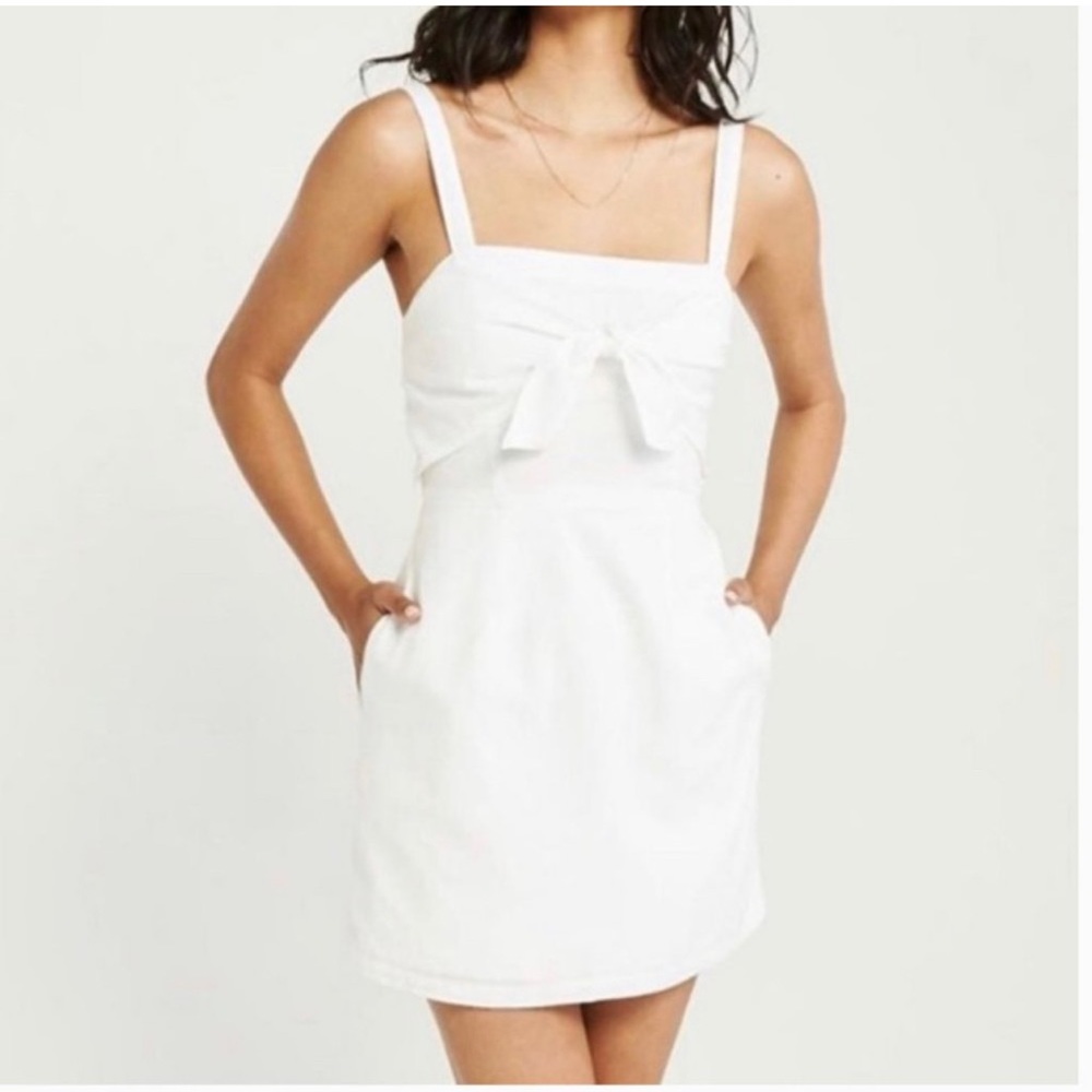 tie front linen mini dress